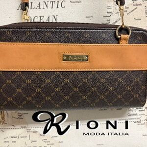 Rioni Brown and Tan Crossbody Bag with Monogram